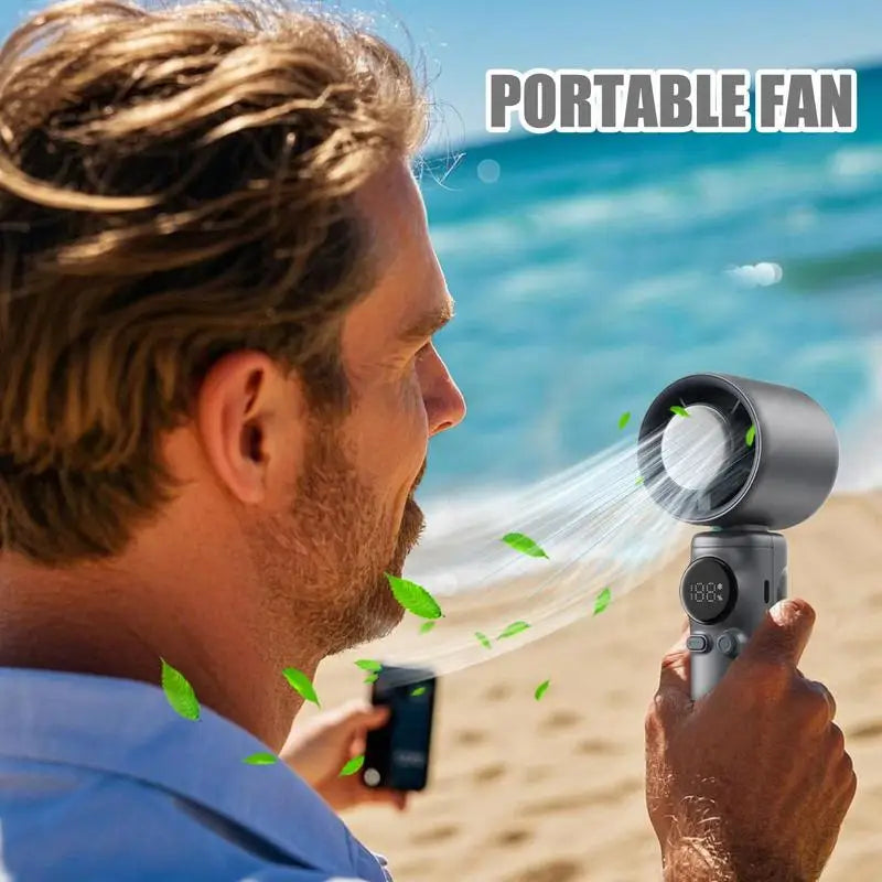 15h Long Battery Portable Fans 12W 4000mAh Handheld Mini Fan With LED Display 100 Speeds Rechargeable Quite Fan For Beach Travel