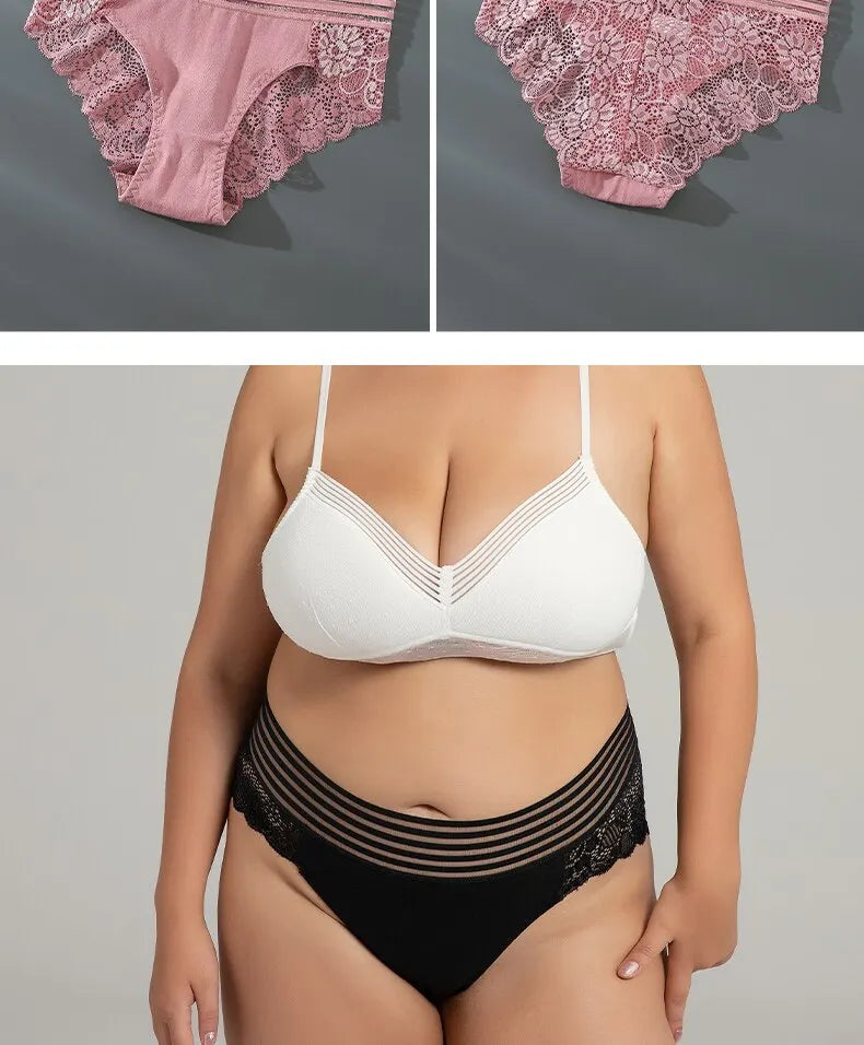 3Pcs Sexy Lace Panties Women's Underpants Solid Color Briefs Breathable Intimates Panties Female Underwear Seamless Lingeries