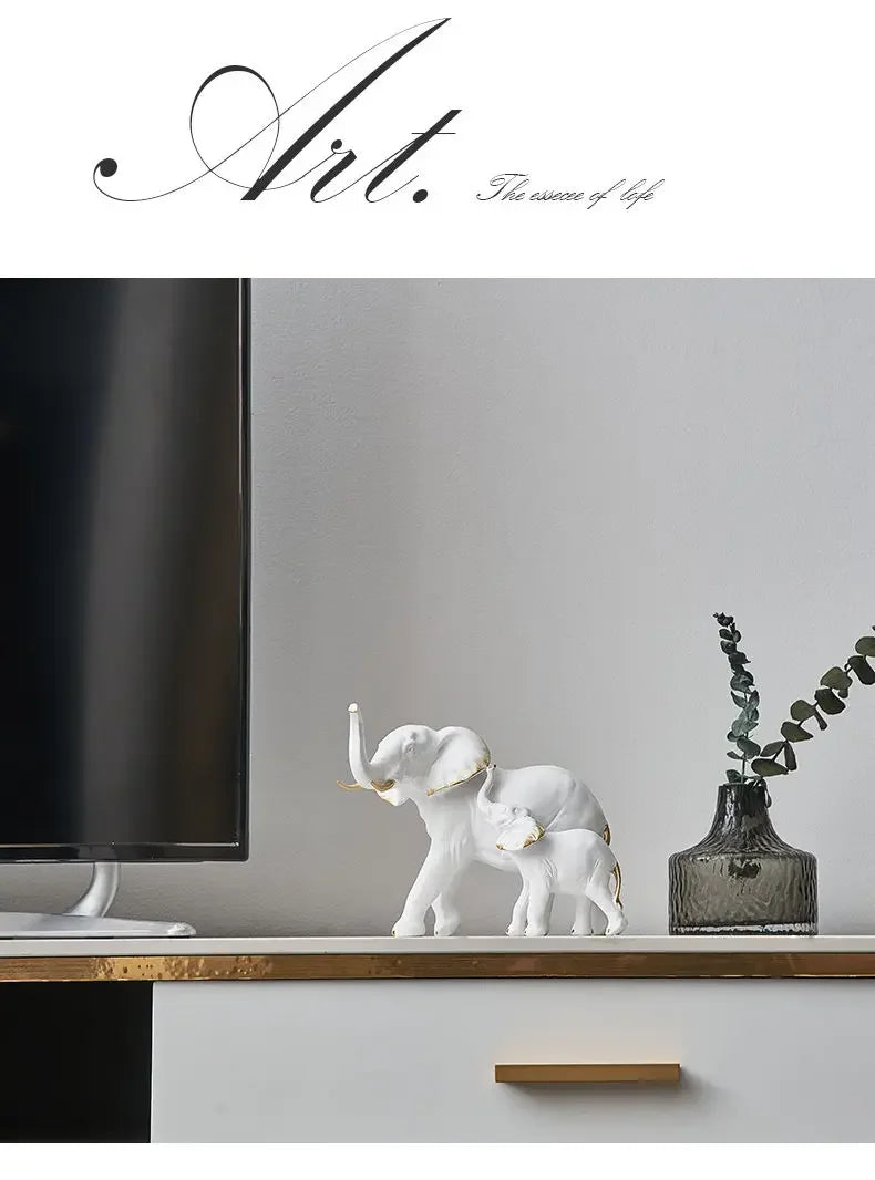 1pairs Creative Modern Decor Animal Resin Elephant Statues & Figurines Sculpture Living Room Table Ornaments Crafts