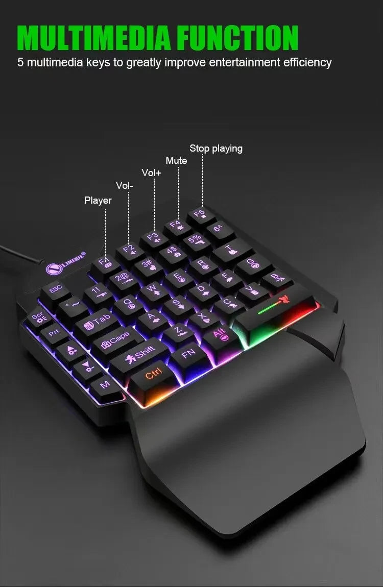 35-Key Single-Handed Mechanical Gaming Keyboard - USB Wired RGB Backlight, Ergonomic Design & Ultra-Slim Portable for Laptop/PC