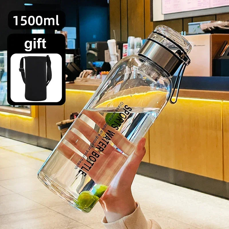 0.75/1.0/1.2/1.5/2L Large Capacity Glass Transparent Water Bottles Milk Juice Cup for Tour Outdoor Sports Travel Glass Bottle