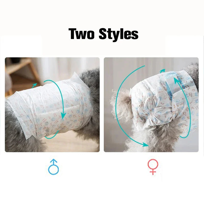 10Pcs Disposable Pet Diapers for Males Females Dogs Absorbent Doggy Disposable Underwear Physiological Pants for Dogs Puppy