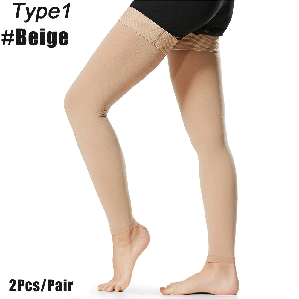 1Pair Thigh High Compression Stockings, Firm Support 20-30 mmHg Gradient Compression Medical Support Varicose Veins Swelling